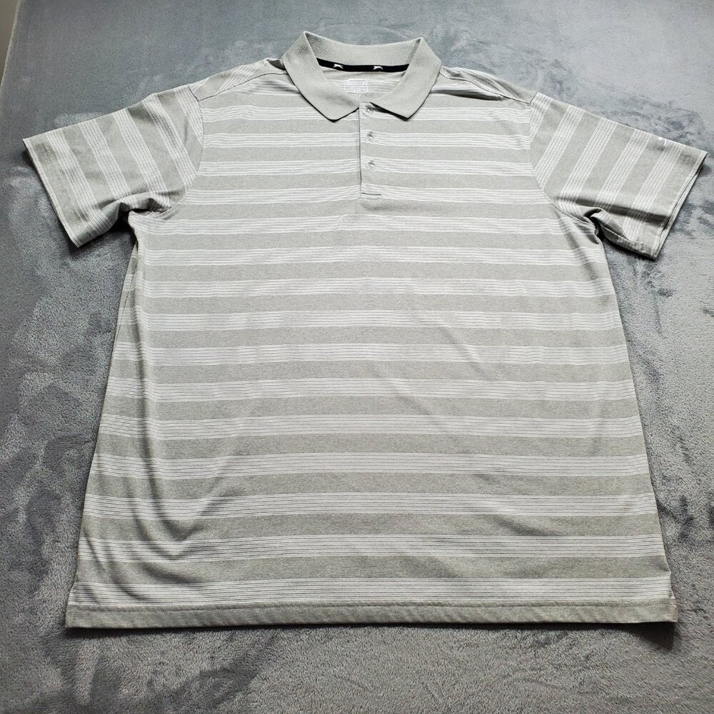 Slazenger Performance Lightweight Golf Polo Grey White Stripe Men Sz 2XL